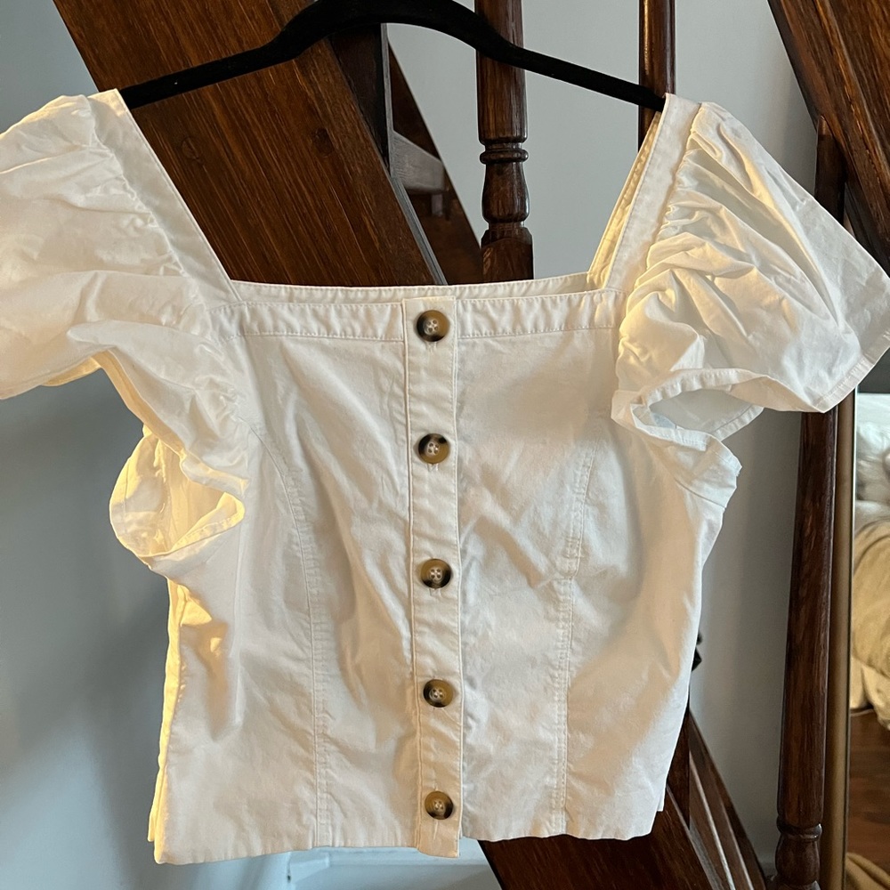 Pixie Market Cropped White Blouse - image 1